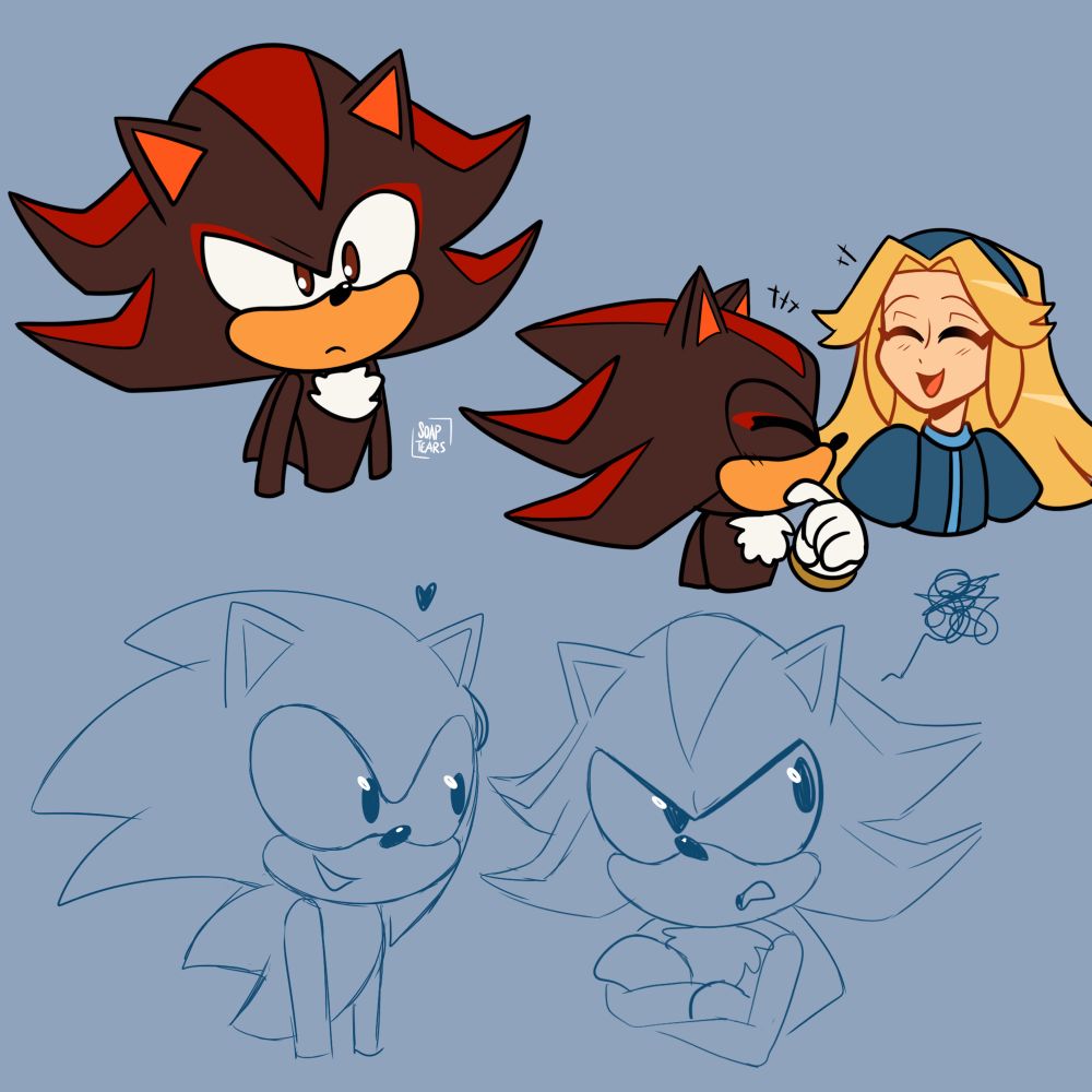 Doodles of shadow, Maria and Sonic 