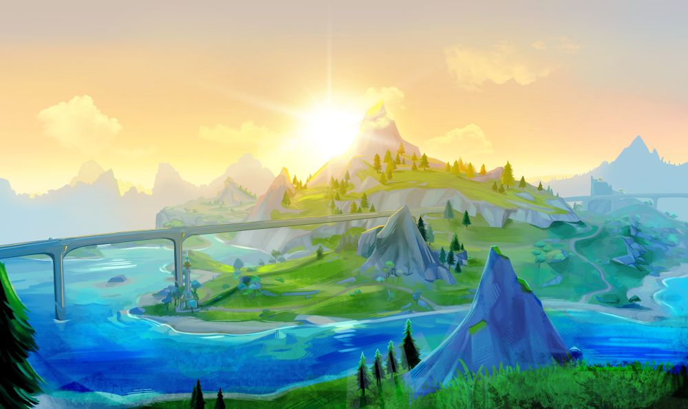 Painting of Fontaine scenery based on the game 