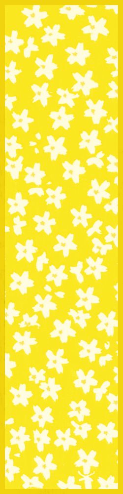 A 4-square long tetromino piece featuring a yellow field of white flowers.
