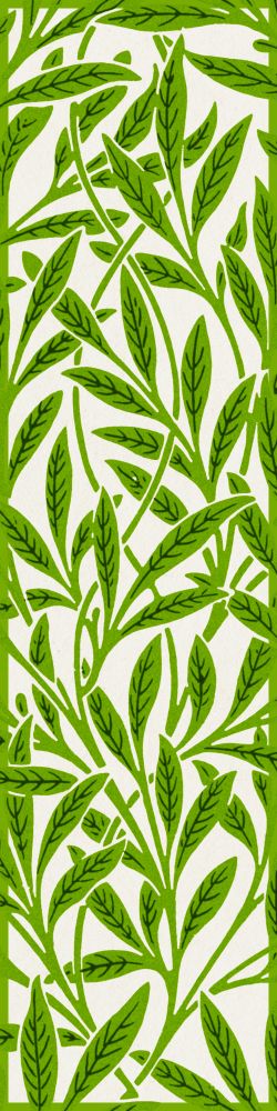 A 4-square long tetromino piece featuring green willow tree leaves and branches