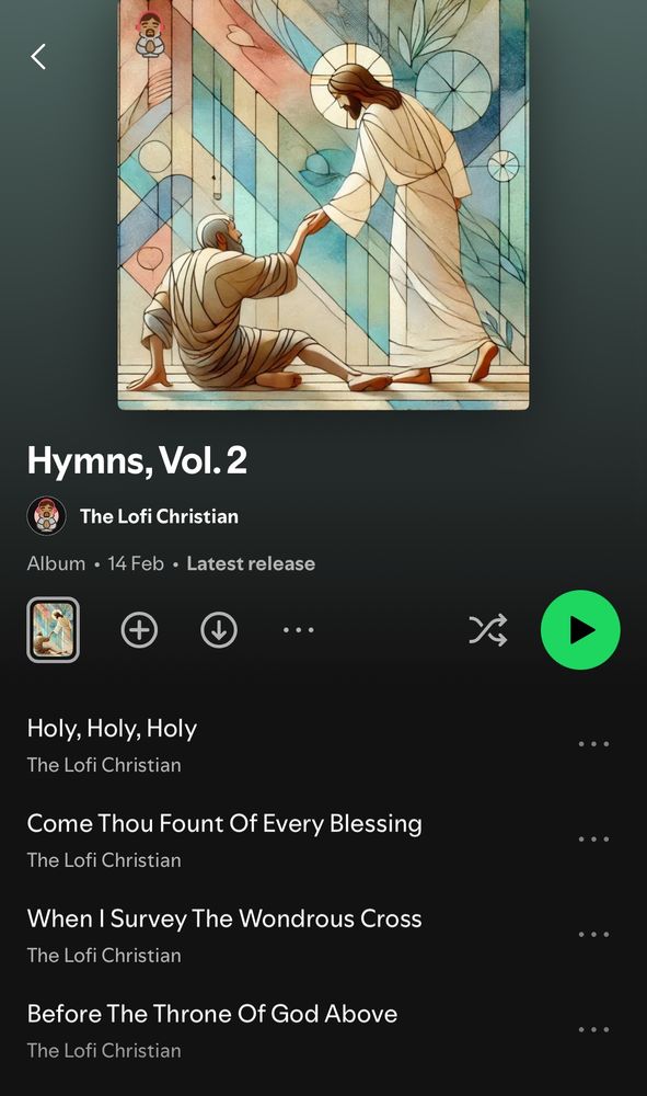 A Spotify page for Hymns, Vol 2 by the Lofi Christian 