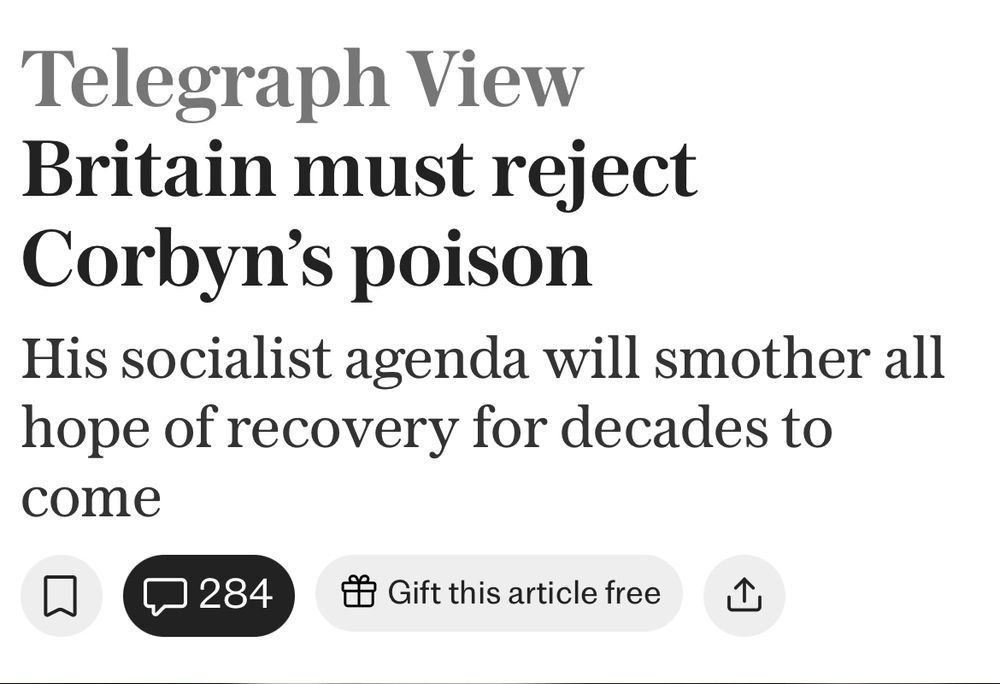 Telegraph View
Britain must reject
Corbyn's poison
His socialist agenda will smother all hope of recovery for decades to come