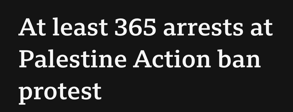 At least 365 arrests at Palestine Action ban
protest