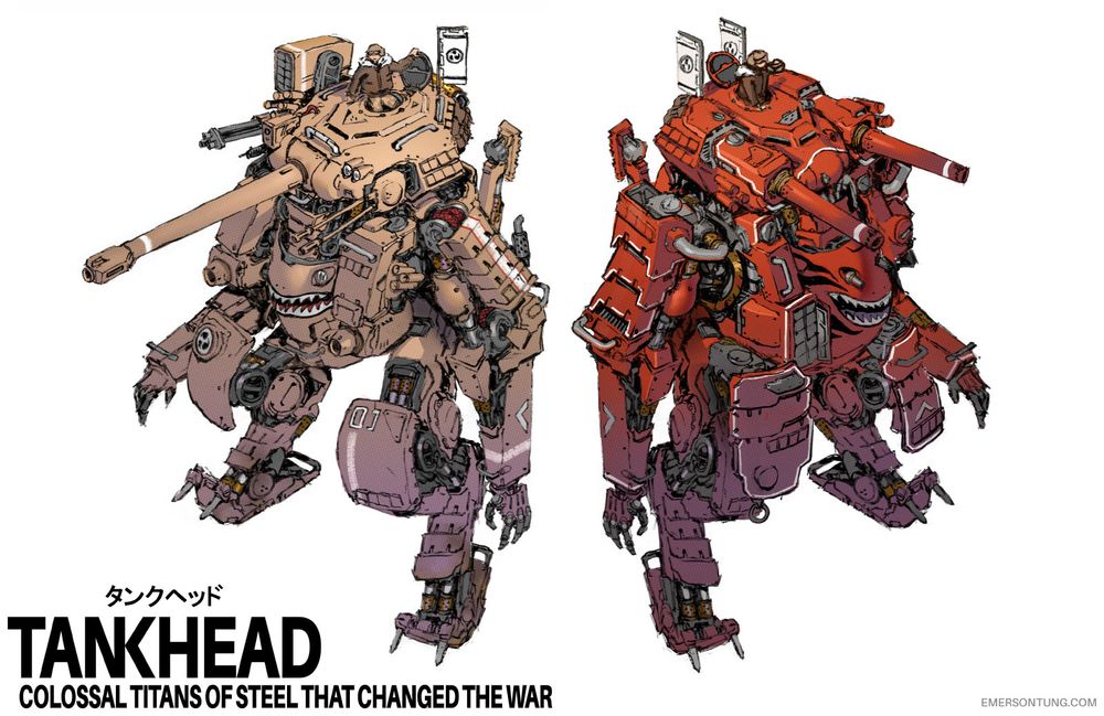 mech giant robot tank samurai armor