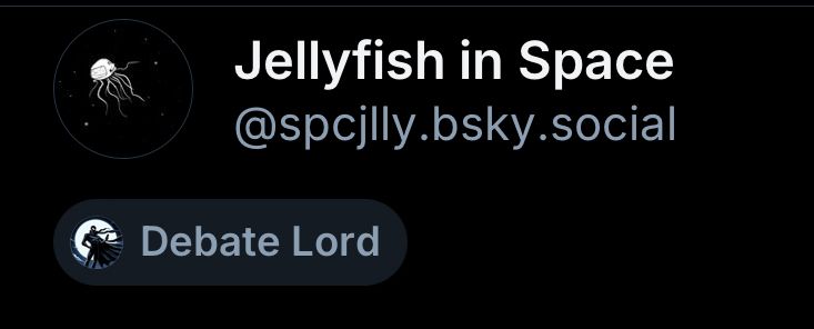 Jellyfish in Space @spcjlly.bsky.social
Debate Lord moderation tag
