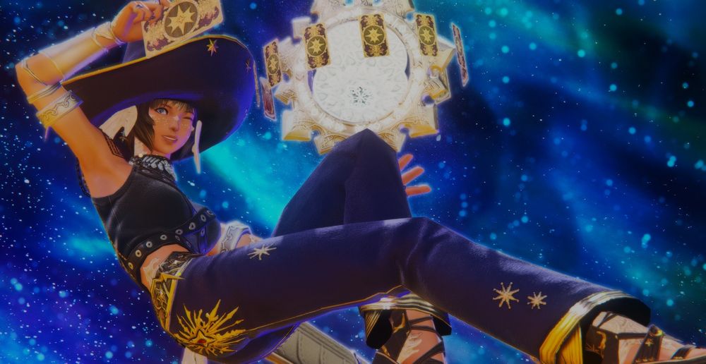 A screenshot of Imani Delara as an Astrologian. 
Author's note: I used both gold and silver accents because of how the pieces dyed and meshed together)