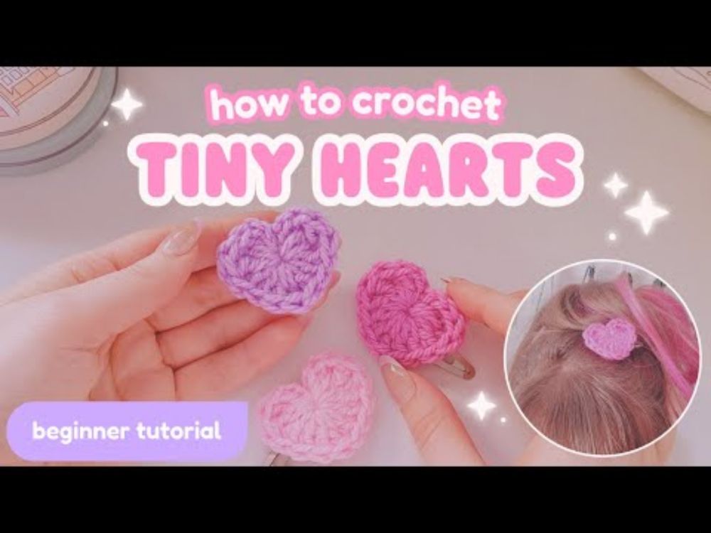 how to crochet a tiny heart | beginner crochet tutorial step by step | cute hair clip