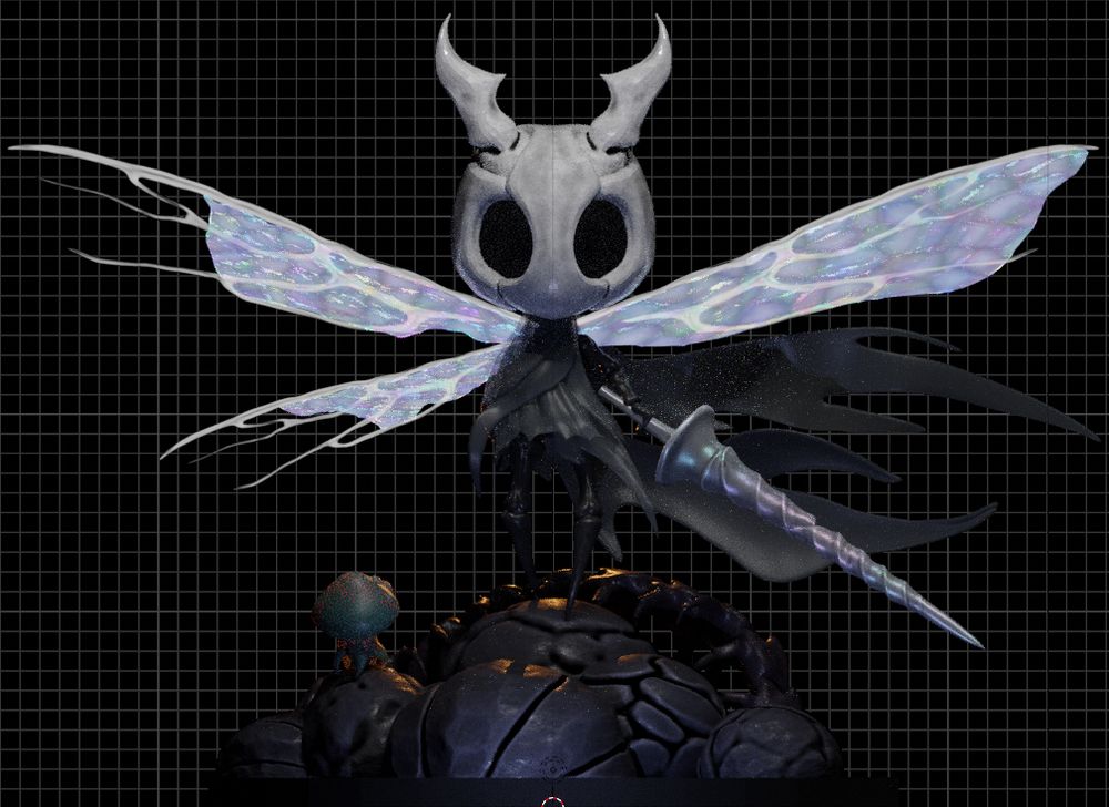3D Hollow Knight WIP featuring the player character The Knight or “little ghost” as a girl with no game would say.