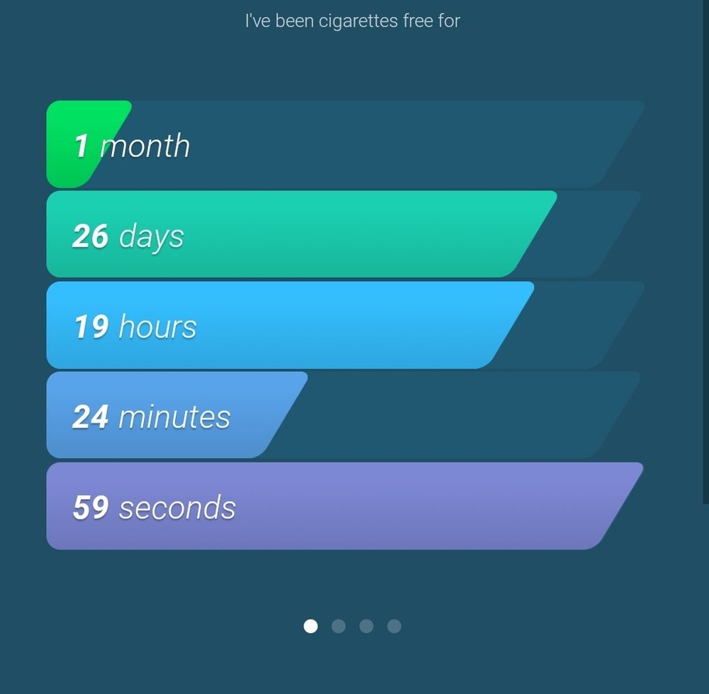 I've been cigarettes free for 1 Month 26 days 19 hours 24 minutes 59 seconds