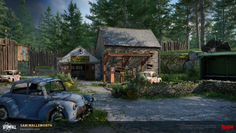 Image of the Car Garage in Atomfall that I set dressed and worked on from design blockout. Can find more images and credits in the Artstation post: https://www.artstation.com/artwork/a08V4R
