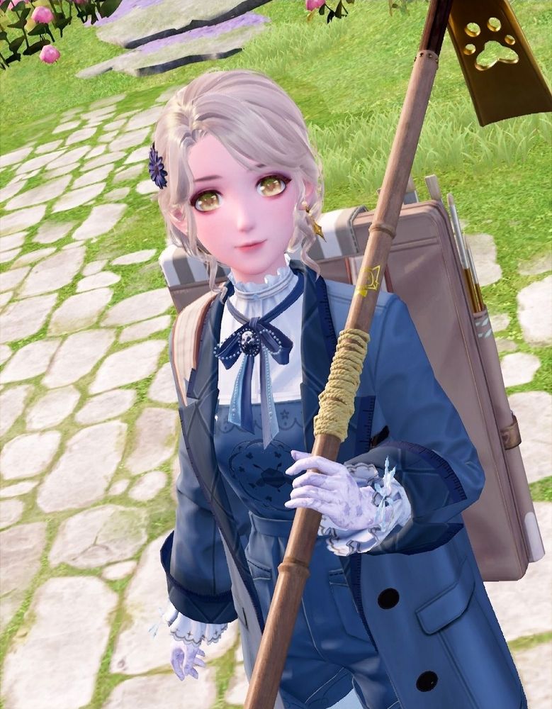 My Nikki from Infinity Nikki dressed to resemble one of my OCs, Lissette