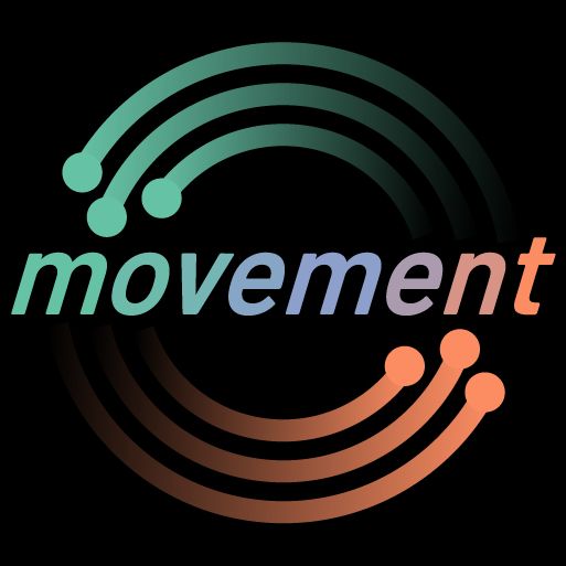 movement logo, showing the word "movement" within stylised pose tracks