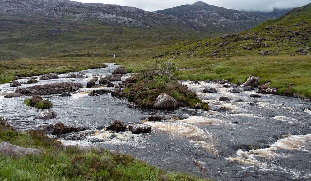 fast flowing river.