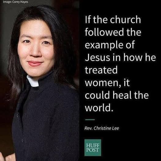 The image includes the quotation shared in the main post, along with a picture of Christine Lee (a younger Korean-American woman, with black hair, wearing a dog collar).