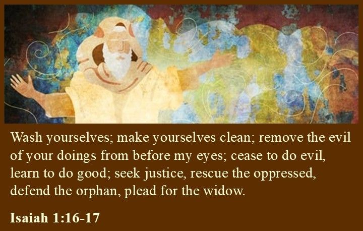 The image includes the Bible passage shared in the main post, along with  an artistic representation of the prophet Isaiah (an older man with a white beard with arms outstretched). 