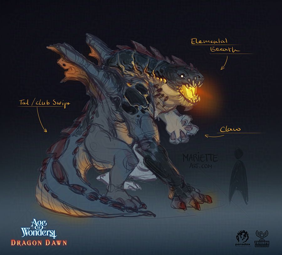 Stocky dragon design sketch