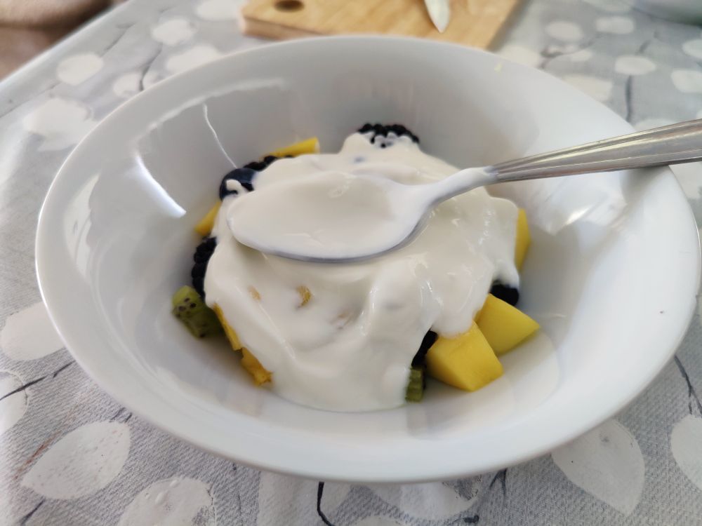 assorted fruits with greek yoghurt