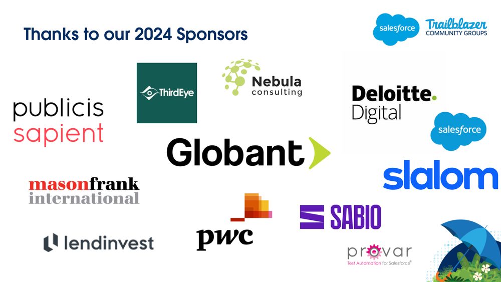 The 2024 sponsors of London Salesforce Women in Tech group