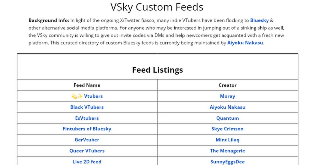 VSky Custom Feeds Directory