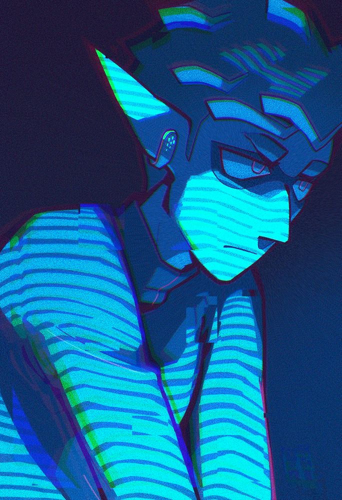 blue lighting through blinds on my OC, Daze

