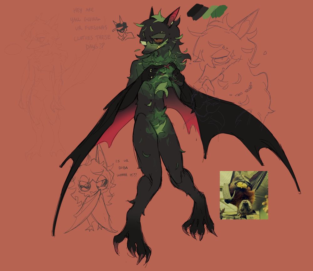 flying fox fursona drawing
