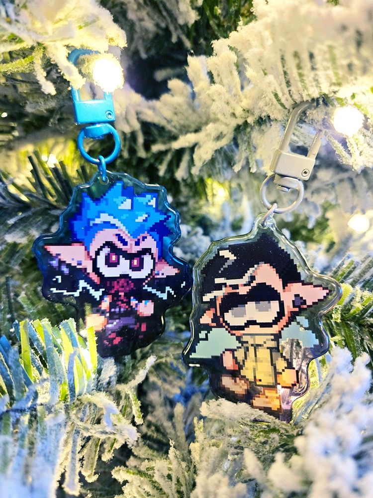 oc pixel charms- boyfriend, bugslaps' oc, and daze, my oc