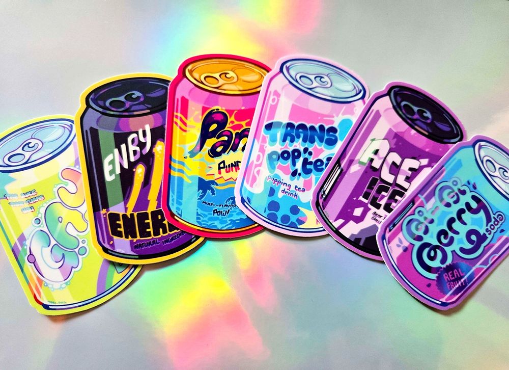 pride sips soda can stickers