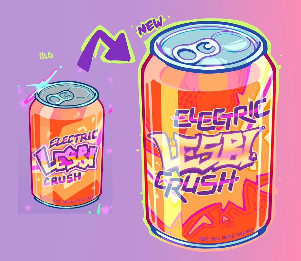 Redraw of the lesbian pride sip soda can design from 2021