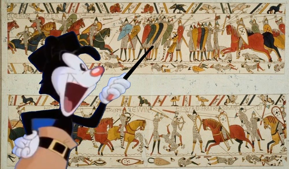 animaniacs yakko pointing to the Bayeux tapestry