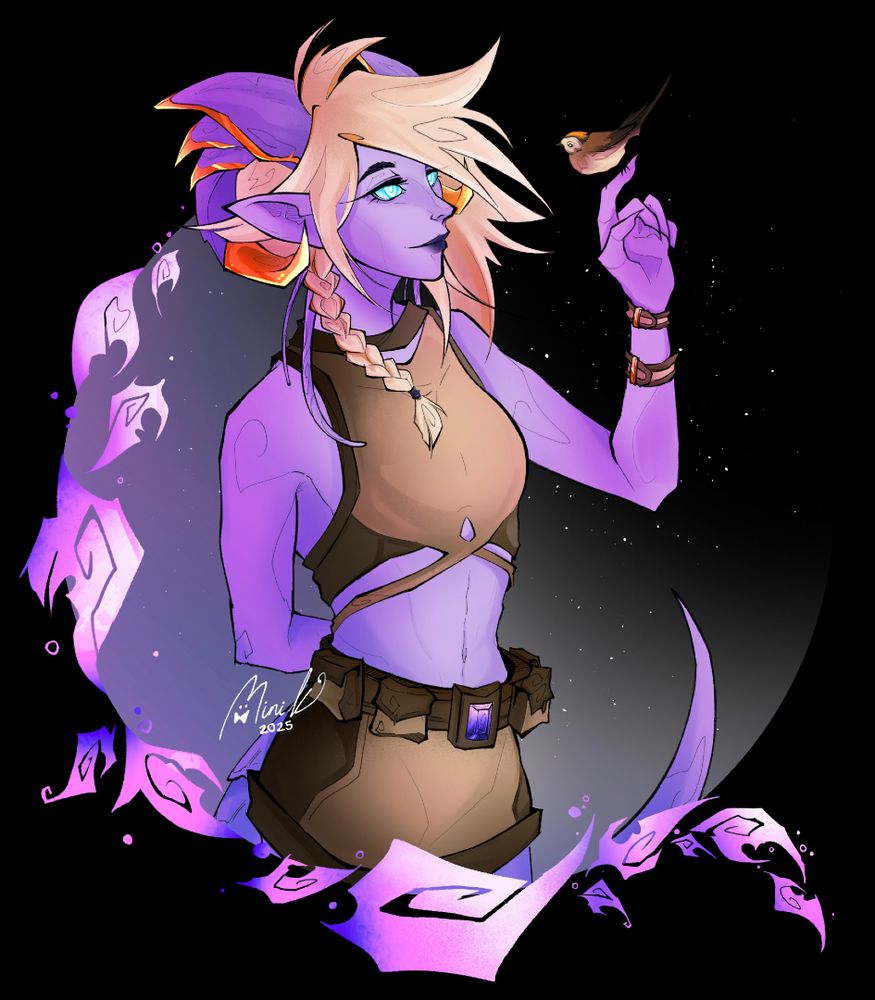 Halfbody Character wit a bird