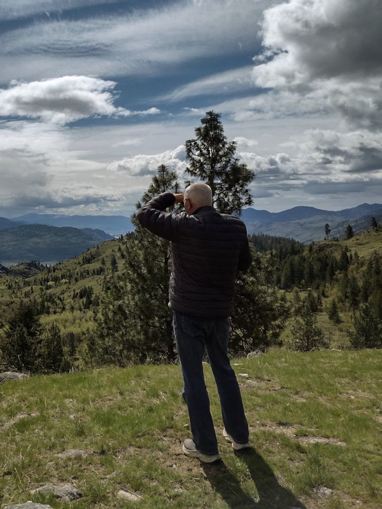 The poster's father, looking south from a hilltop towards Oliver, BC 