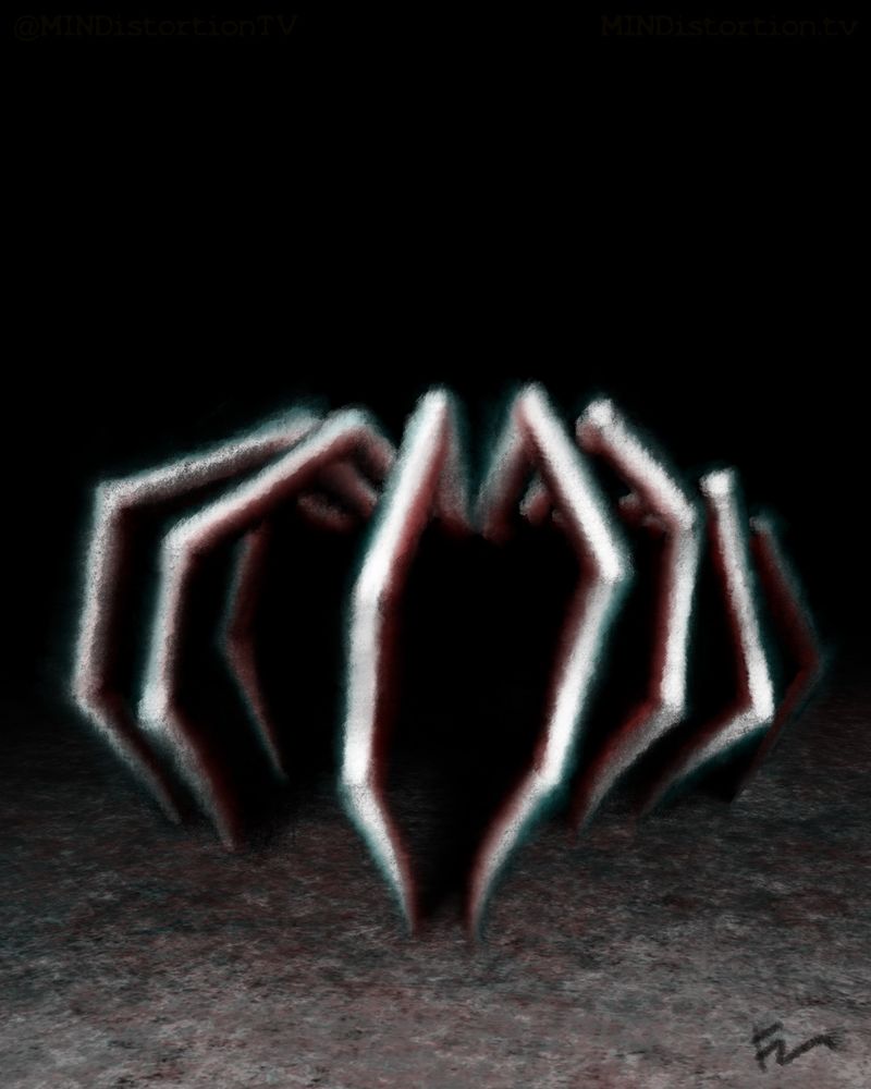 Eerie digital painting of a creepy, featureless arachnid.