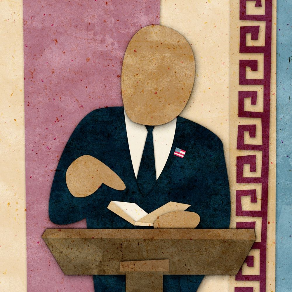 Cut paper representation of Sen. Booker's record breaking filabuster on the Senate floor.  