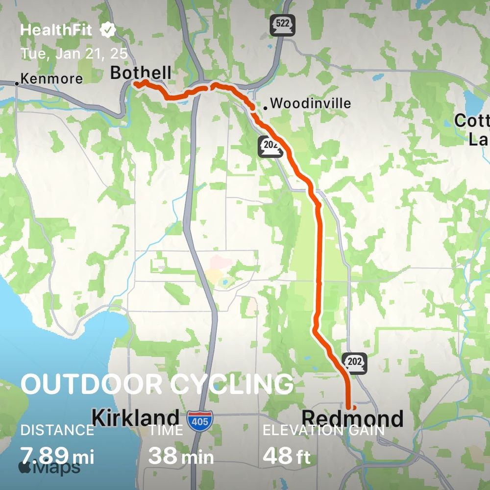 Map of ride to Redmond