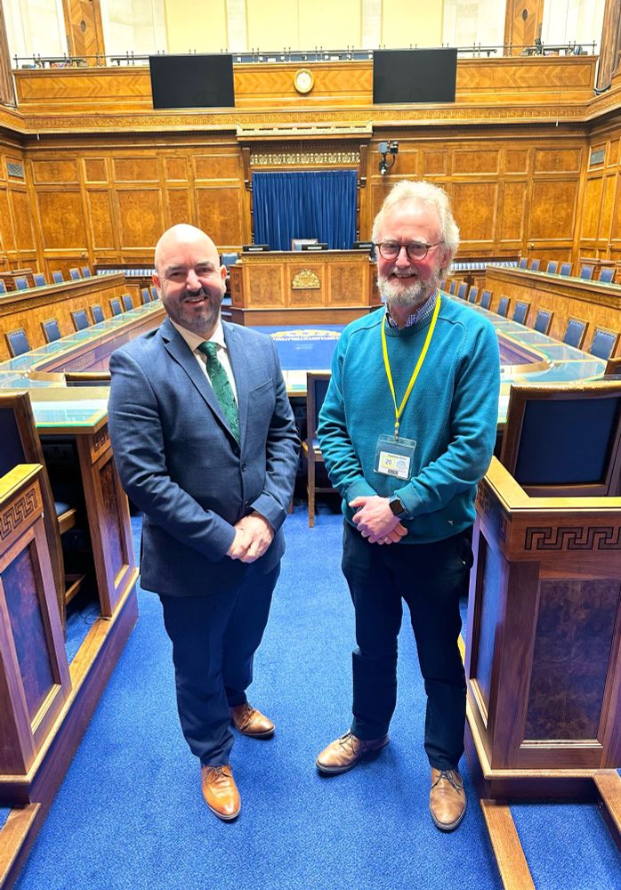 Photo of me with Colin from Brainwaves in assembly chamber 