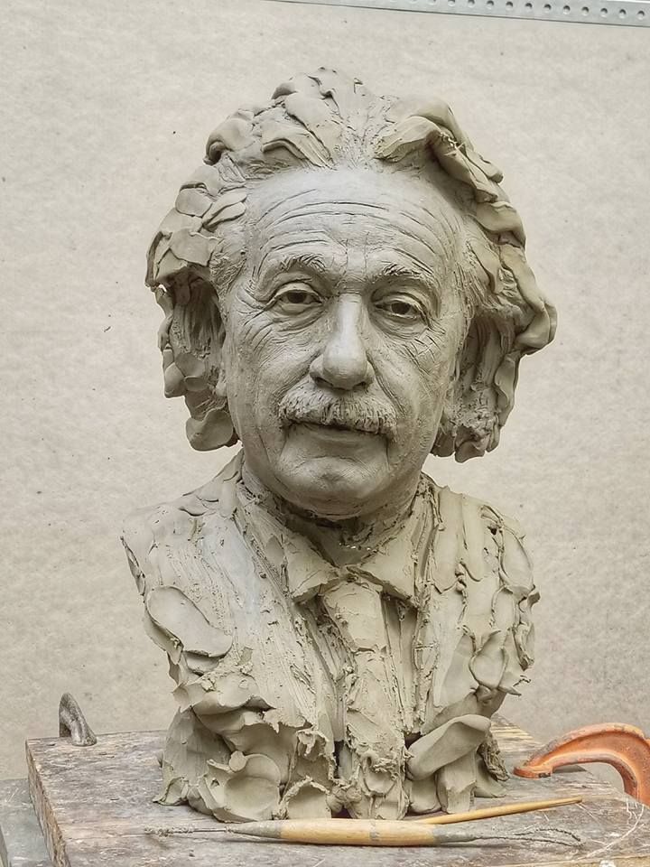 Portrait sculpture of Albert Einstein by Zenos Frudakis.