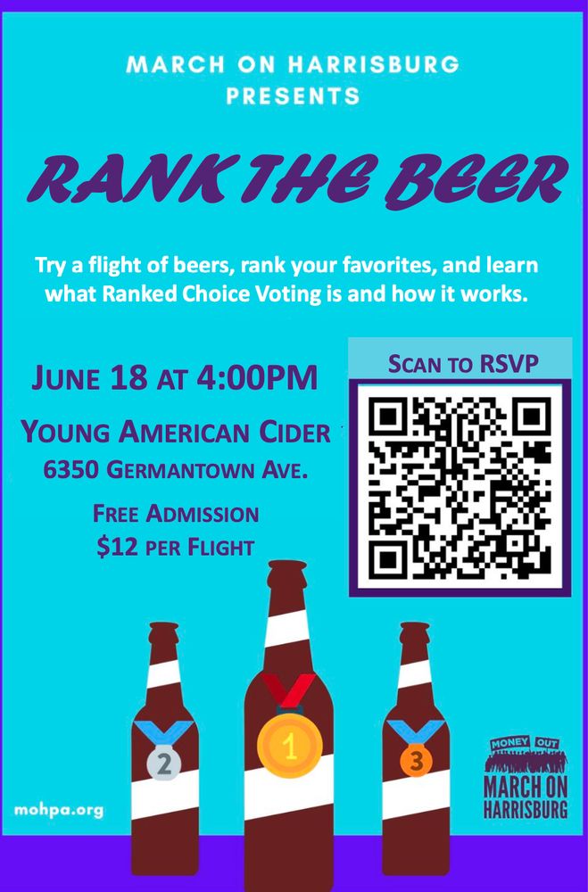 Rank the Beer, June 18th at 4:00pm at Young American Cider 6350 Germantown Ave, Free Admission $12 per flight