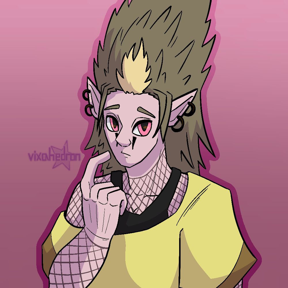 Bust shot of my porcupine humanoid oc Luci (she/they)