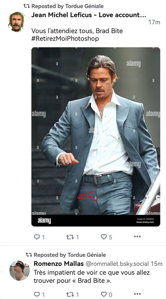 Screenshot de l'application bluesky montrant 2 skeets