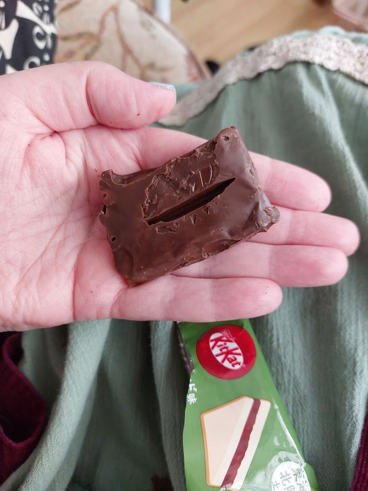 a deformed kit kat that has melted beyond recognition 