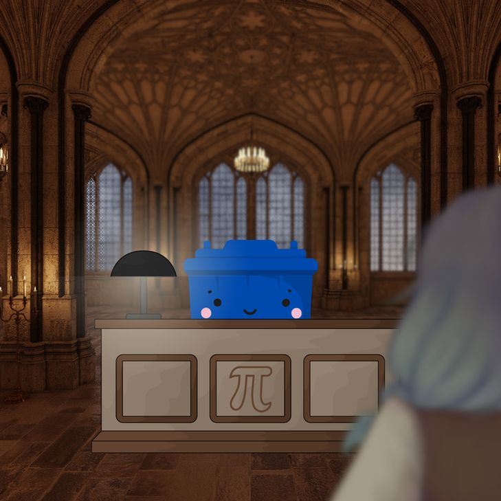 silly bad photo edit of a bin running a reception in a fancy building