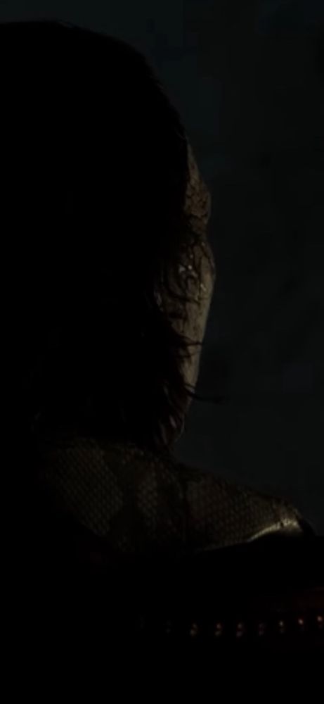 Um close no personagem visto de costas no trailer de Resident Evil 9 mostra que ele tem o rosto que parece queimado e usa um casaco preto com textura similar ao de Albert Wesker em Resident Evil 5, um couro com quadriculados 