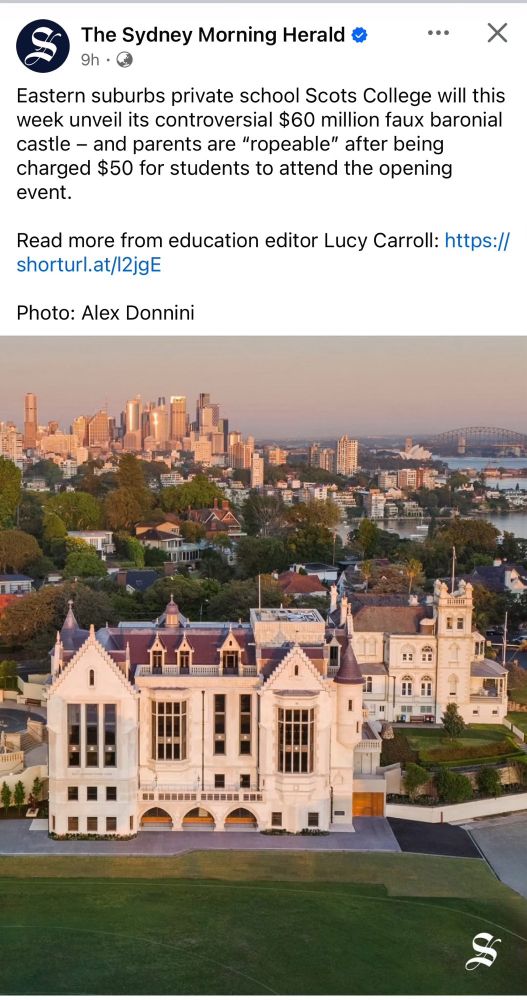 News item about Scots College 60 million dollar faux baronial castle