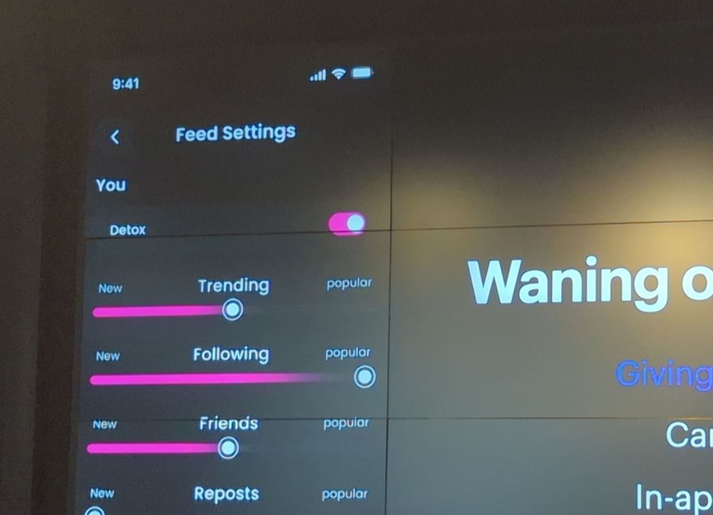 UI from Spark. Trending, Following and Friends feeds have a slider between "New" and "Popular".