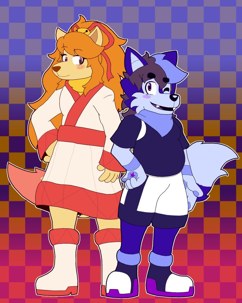Univ (Personal Fursona) and Ceroba Ketsukane, as a silly fox couple :)
