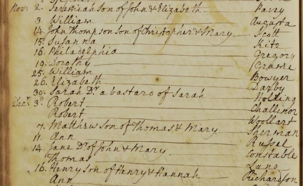 Extract from page of Leyton parish register recording the burial of William Bowyer on 25 Nov 1777.