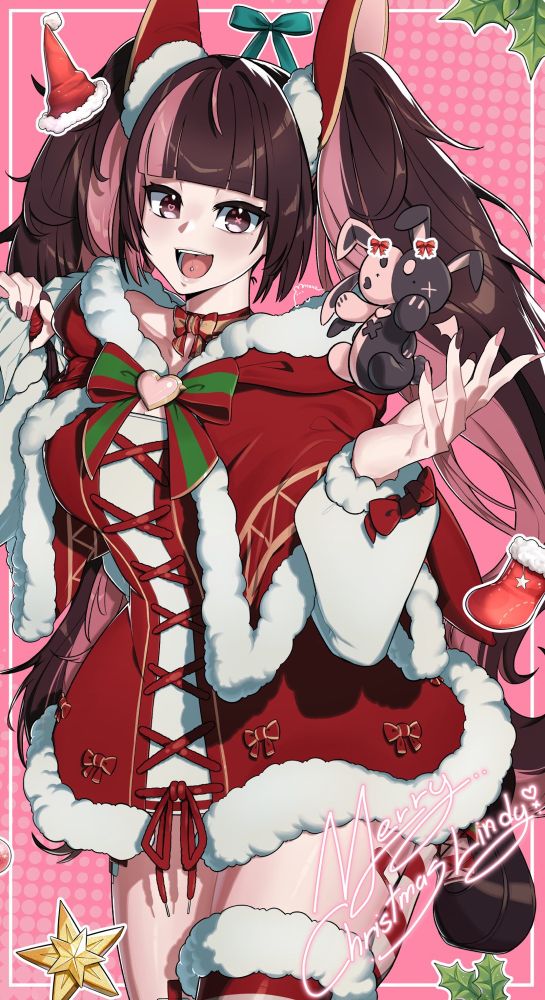 artwork of lindy wearing a festive outfit looking cheerful for the holidays
