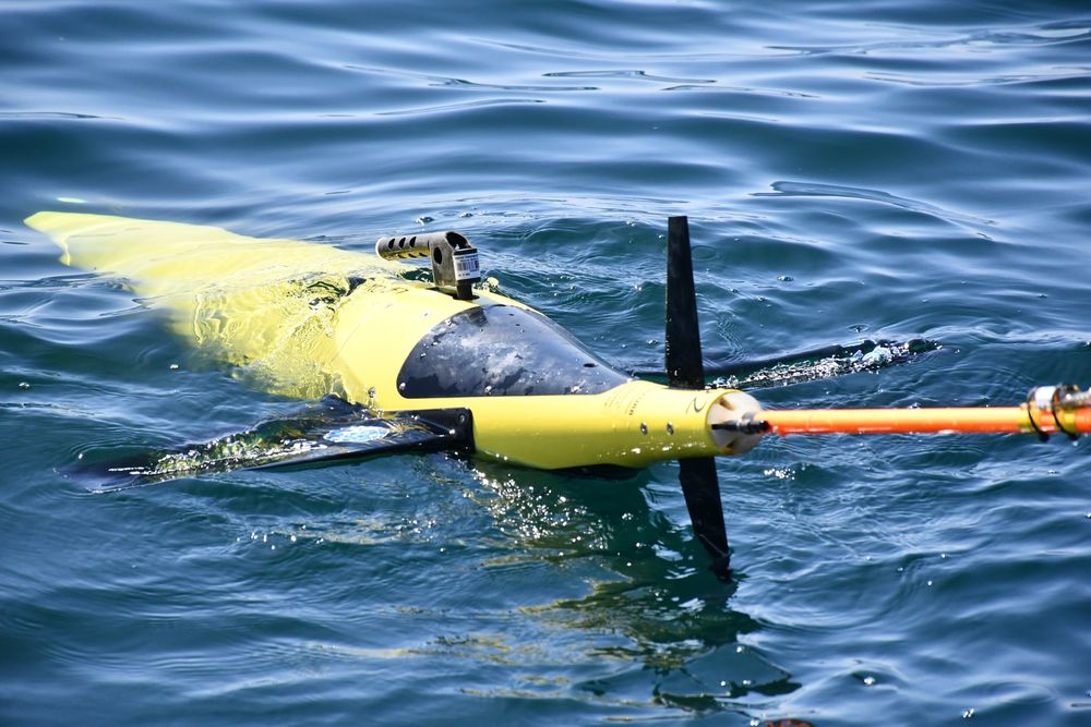 A robotic scientific instrument floating in the water