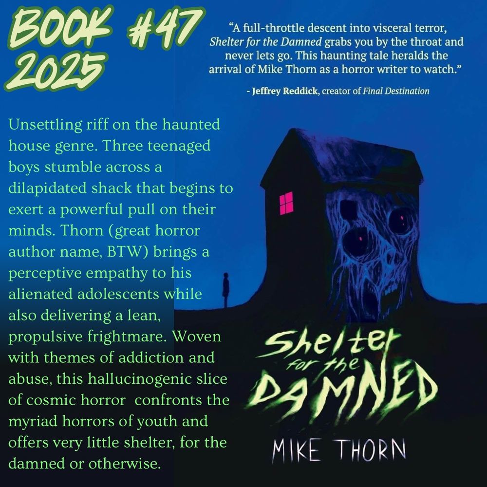 
Book cover, SHELTER FOR THE DAMNED, Mike Thorn
JournalStone, 2021