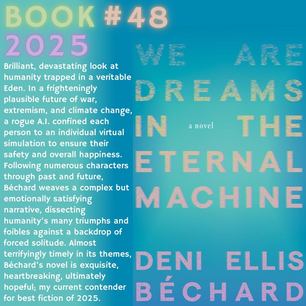 
Book cover, WE ARE DREAMS IN THE ETERNAL MACHINE, Deni Béchard
Spiderline, 2025